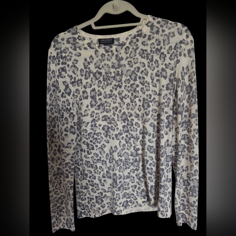 Lord & Taylor Animal Print Merino Top